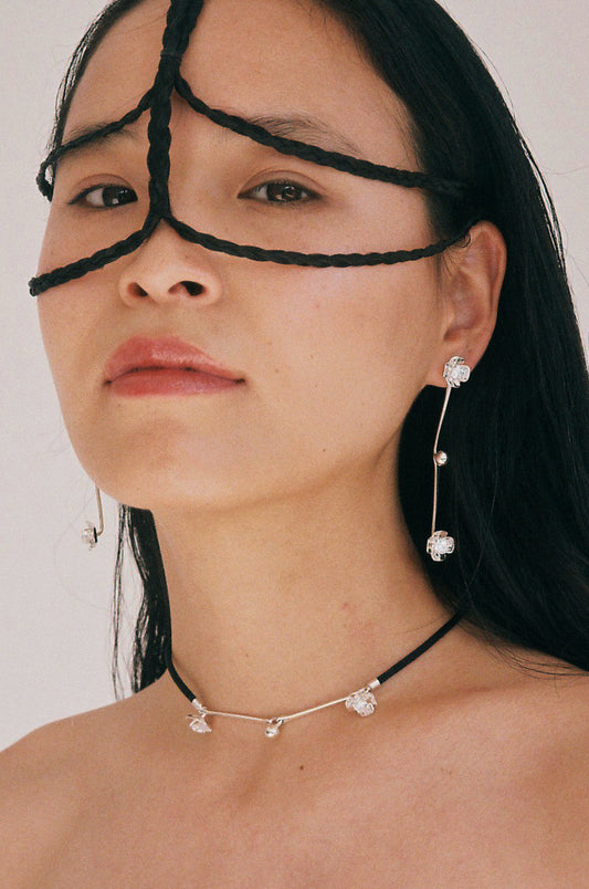 Crystal Flower Drop Earrings, M