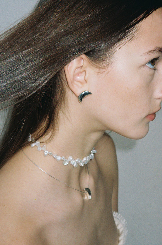 Sculpted Moon Studs